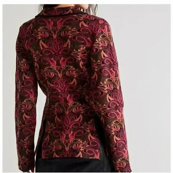 Free People Sammie Sweater Jacket Blazer in Wine - Picture 4 of 5